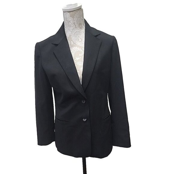 Lafayette 148 New York Black Wool 2 Button Career Blazer Women's 8 - Picture 1 of 10